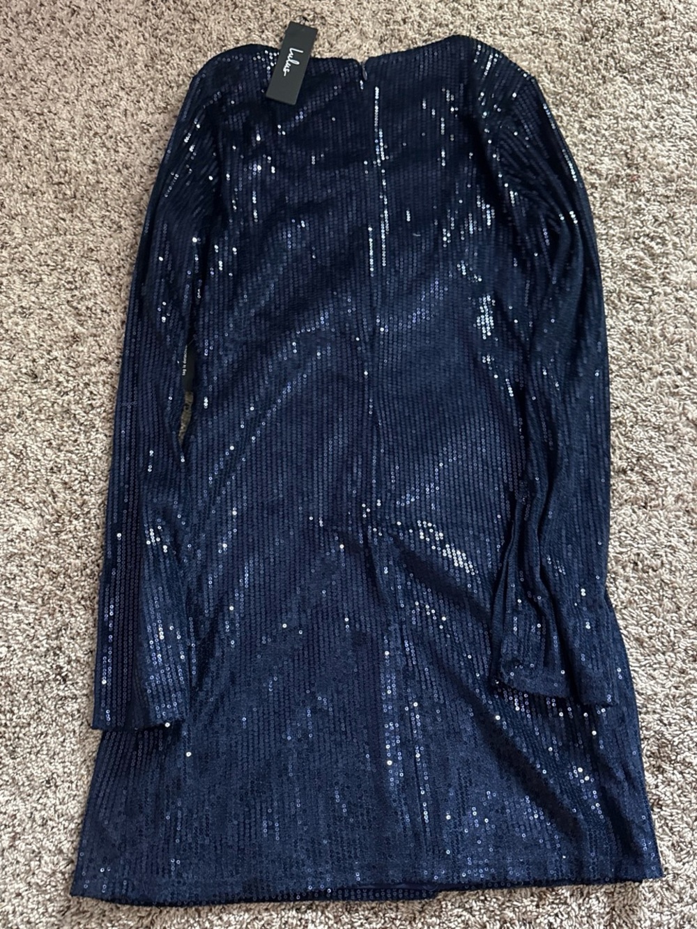 Lulu's Navy Blue Sequin Long Sleeve Mini Dress - Picture 2 of 3